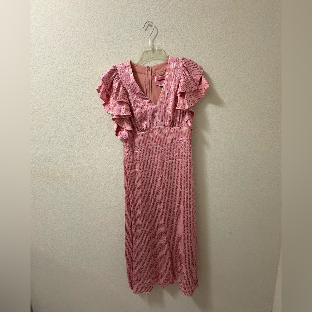 Kate Spade poppy field Devore dress burnout ruffle sleeve. Size 4. EUC